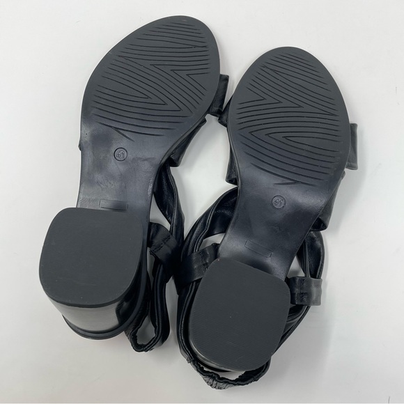 Girotti Strappy Sandal Block Heel Size 41 Black Soft Italian Leather - Picture 9 of 9